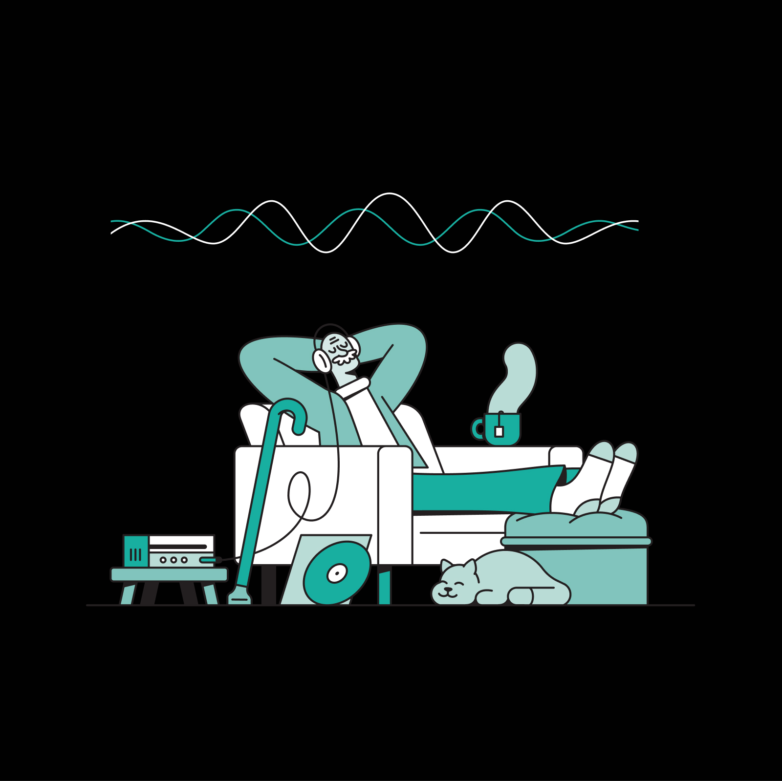 Theta waves creating a calm relaxed nervous system response